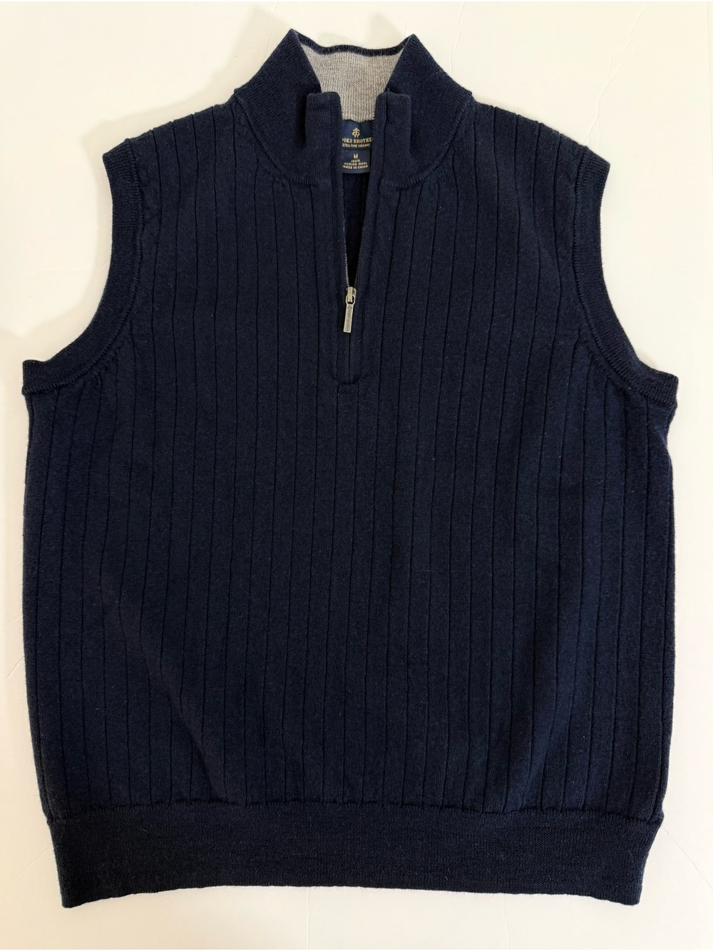 Brooks Brothers Navy Ribbed Quarter-Zip Sweater Vest Small (Tagged M)